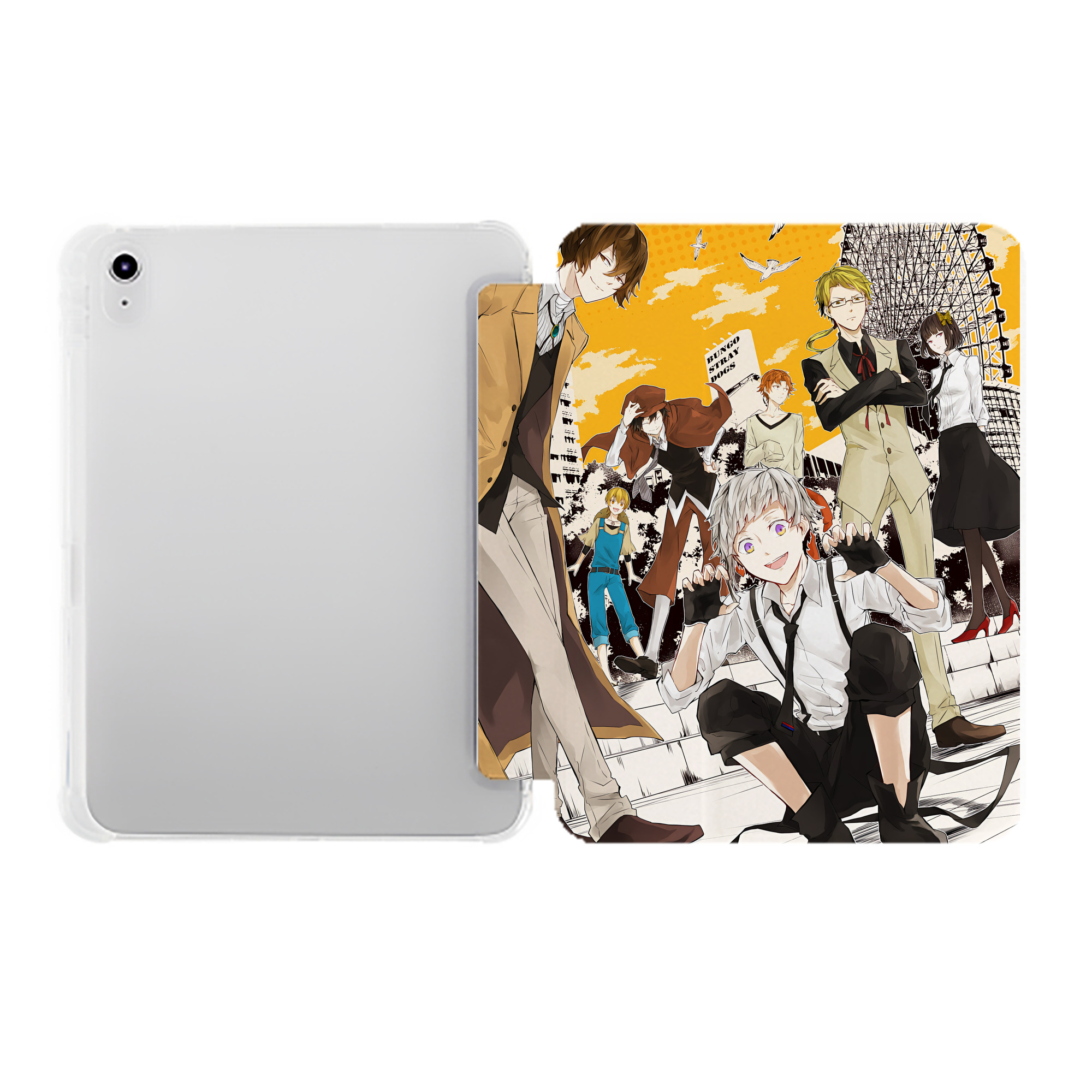 （画像用） 文豪ストレイドッグス Bungo Stray Dogs IPad ケース ペン収納付き 三つ折りスタンド PUレザー×シリコン 対応機種9.5/10.5/10.9インチ